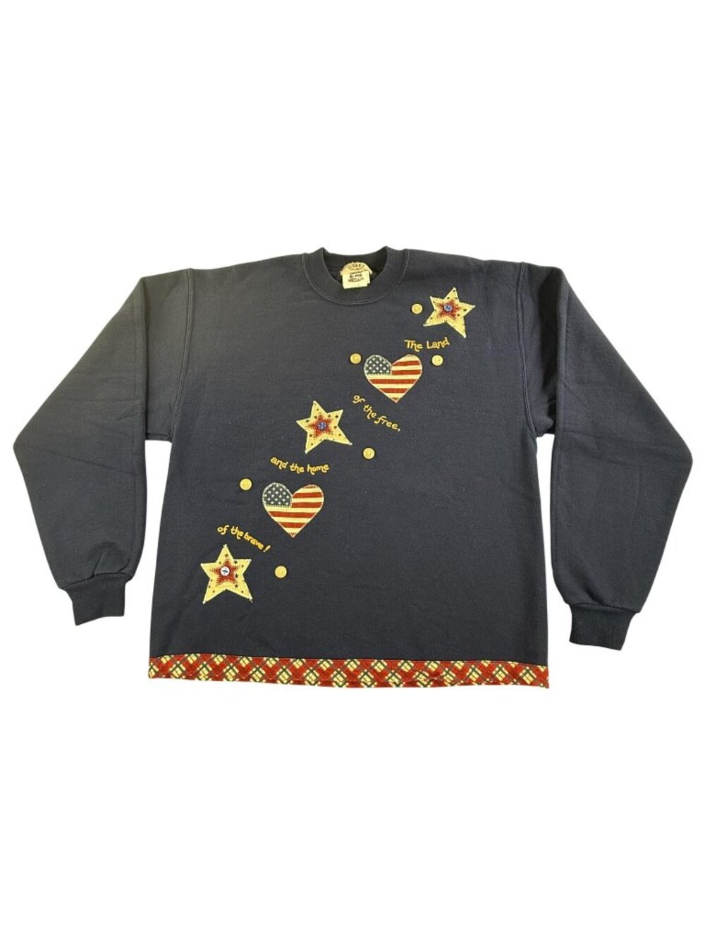 Vintage Calico Collectibles Sweatshirt Women Medium Patriotic Flag Stars USA 90s